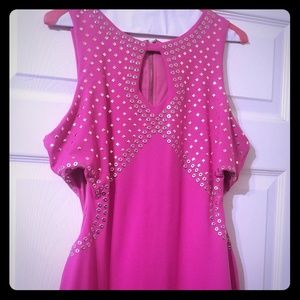 Pink Embellished Cutout Dress